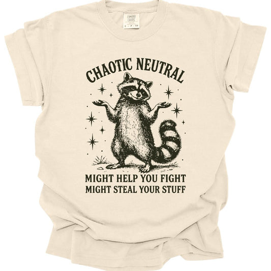 Chaotic Neutral Raccoon T-Shirt - Comfort Colors
